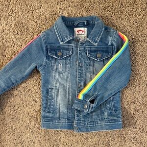 Appaman Blue Denim Jacket with Rainbow Sleeves